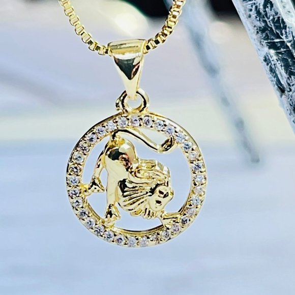 Gold Plated‎ LEO Sing Zodiac Horoscope Pendant Necklace - Picture 1 of 7
